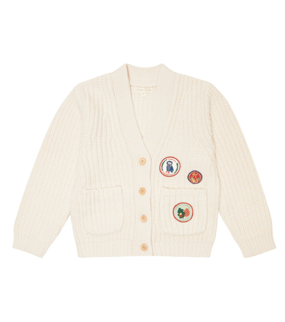 Louise Misha Kids' Polo Ribbed-knit Cardigan In Cream