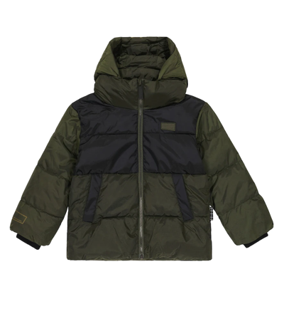 Molo Kids' Halo Colourblocked Puffer Jacket In Green