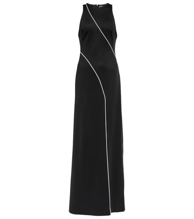 Galvan Black Embellished Stretch-knit Gown