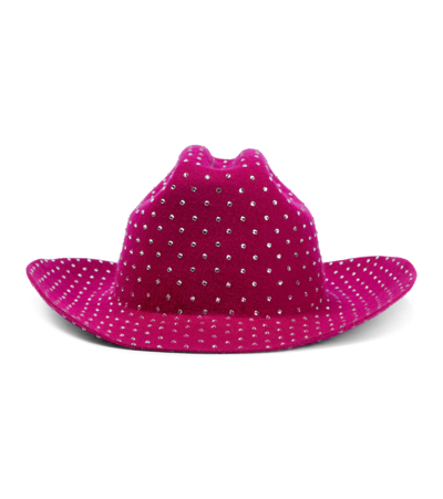 Ruslan Baginskiy Embellished Felt Cowboy Hat In Pink Strass