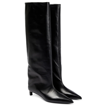 Jil Sander Textured-leather Point-toe Knee Boots In Black