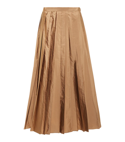 Max Mara Camel-coloured Taffeta Pleated Skirt In Beige