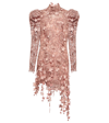 Zimmermann Celestial Zodiac Embroidered Long Sleeve Mesh Minidress In Lipstick