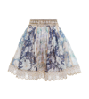 Zimmermann Celestial Lace-trimmed Floral-print Linen And Silk-blend Mini Skirt In Spliced Lavender Floral