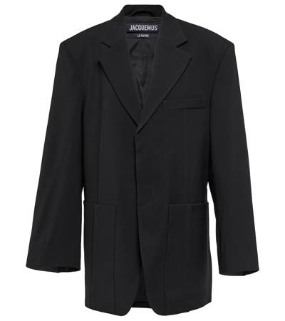 Jacquemus La Veste Baccala Asymmetric Blazer In Black