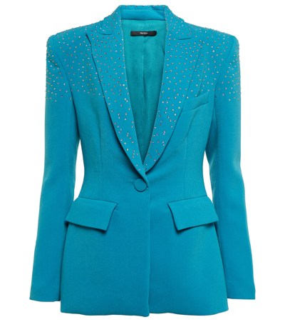 Alex Perry Addison Strass Embellished Single-breasted Jacket In Teal