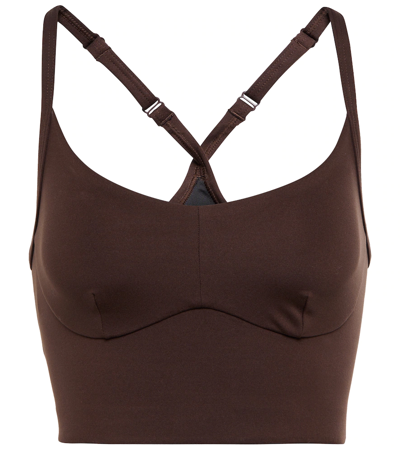 Varley Always Surrey Recycled Polyester-blend Sports Bra In Brown