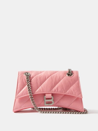 Balenciaga Crush Small Quilted Leather Shoulder Bag In Pink