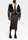 Simkhai Corinne Whipstitched Faux Shearling Biker Jacket In Black Multi
