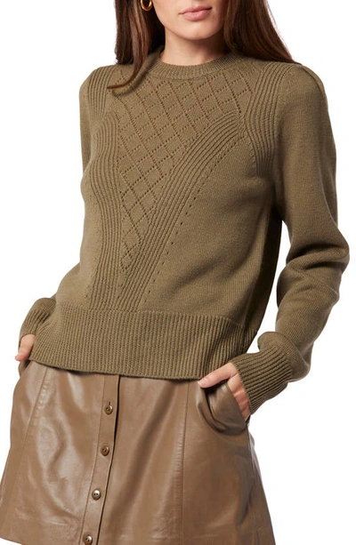 Joie Iena Pointelle Crewneck Wool Sweater In Grey