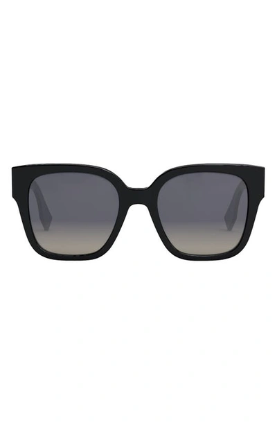 Fendi O'lock Polarized Square Sunglasses, 54mm In Black/gray Polarized Gradient