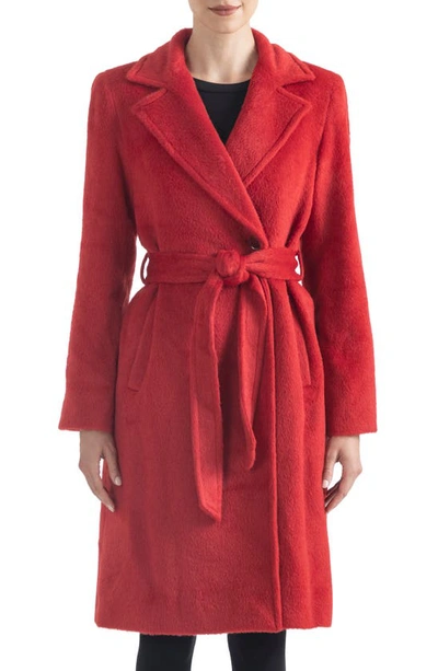 Sofia Cashmere Belted Alpaca & Wool Coat In Red