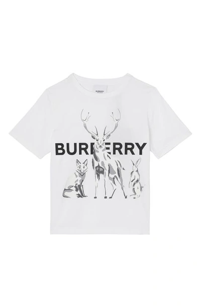 Burberry Kids' Hare, Stage & Fox Graphic Tee In White