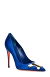Santoni Puff Satin Plaque Pumps In Blue-u35