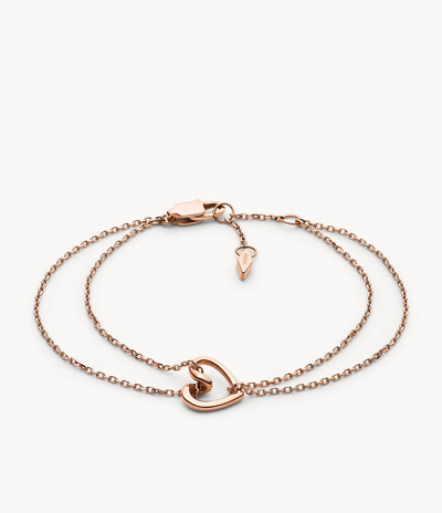 Fossil Women's Rose Gold Stainless Steel Chain Bracelet In White