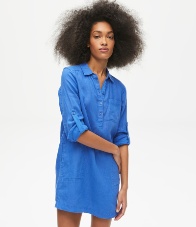 Michael Stars Eleanor Linen Shirtdress In Cobalt