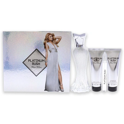 Paris Hilton Platinum Rush By  For Women - 4 Pc Gift Set 3.4 oz Edp Spray, 0.33oz Edp Spray, 3oz Body In Grey