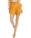 Vince Belted Cotton-twill Tailored Shorts In Yellow