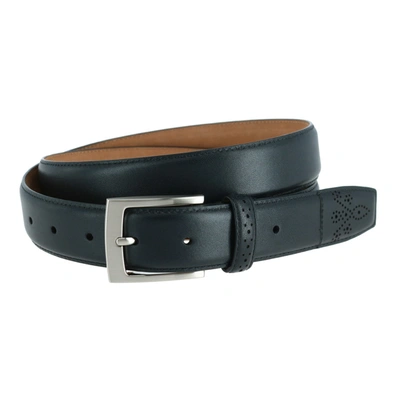 Trafalgar Perforated Touch Leather Belt In Black
