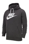 Nike Men's  Sportswear Club Fleece Graphic Pullover Hoodie In Charcoal Heather/ White