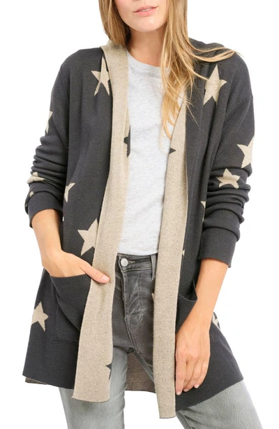 Splendid Sydney Reversible Hooded Cardigan In Lead Stars