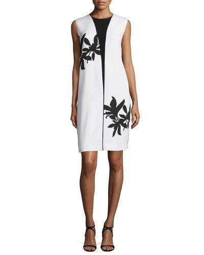 Narciso Rodriguez Bold Floral-print Sleeveless Shift Dress, White
