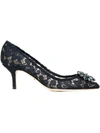 Dolce & Gabbana Lace-detail 75mm Heeled Pumps In Blue