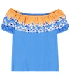PETER PILOTTO EMBROIDERED OFF-THE-SHOULDER COTTON TOP,P00214947
