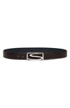 Santoni Men's Rectangle S-buckle Reversible Leather Belt In Black