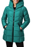 Bernardo Walker Hooded Water Resistant Puffer Jacket In Kelly Green