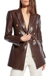 As By Df Beck Recycled Leather Double-breasted Blazer In Mahogany