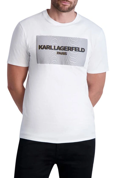 Karl Lagerfeld Square Swirl Logo Crewneck Tee In White