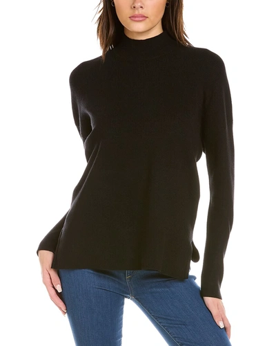 Joan Vass Mock Neck Pullover In Black