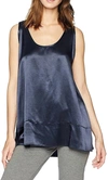 Pj Harlow Natalie Satin Tank With Ruffle In Navy In Blue