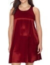 PJ HARLOW Lindsay  Satin And Rib Nightgown in Red