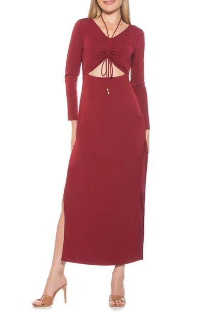 Alexia Admor Farish Long Sleeve Maxi Dress In Burgundy