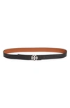 Tory Burch Reversible Miller Leather Belt In Black Cuoio