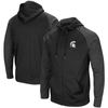 COLOSSEUM COLOSSEUM BLACK MICHIGAN STATE SPARTANS BIG & TALL BLACKOUT RAGLAN FULL-ZIP HOODIE