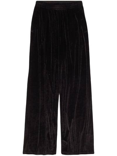 Balenciaga Velvet Straight-leg Trousers In Black