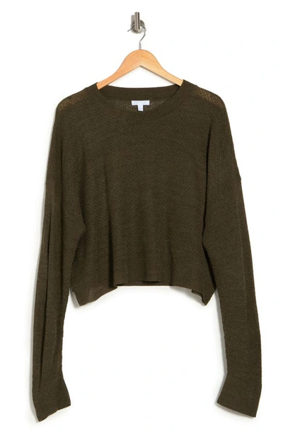 Abound Textured Crew Neck Cropped Sweater In Green Camo