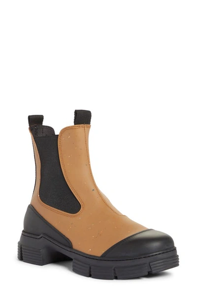 Ganni Two-tone Chunky Chelsea Boots In Brown