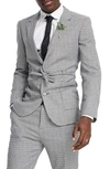 Asos Design Wedding Super Skinny Suit Jacket In Micro Texture In Gray-brown In Grey
