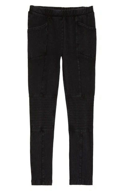 Tucker + Tate Kids' Pocket Moto Leggings In Black Rock Wash