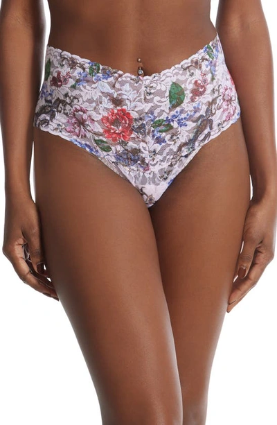 Hanky Panky Printed Retro Lace Thong In Multicolor