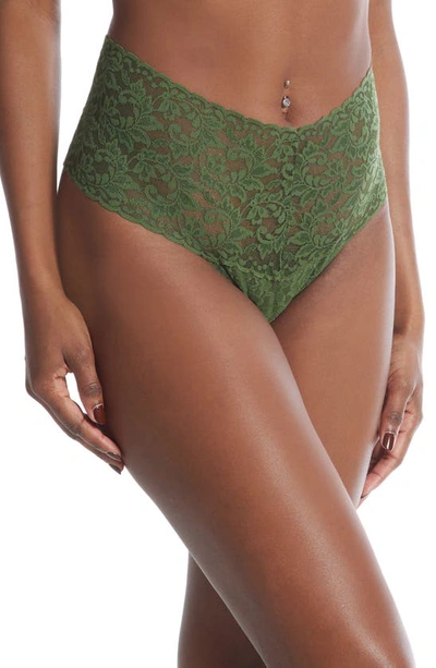 Hanky Panky Signature Lace Retro Thong In Bitter Olive