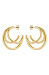 Ted Baker Henreta Triple Hoop Earrings In Gold Tone