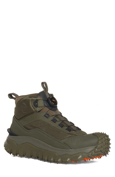 Moncler Trailgrip Gore-tex® Waterproof High Top Hiking Trainer In 874 Forest Green