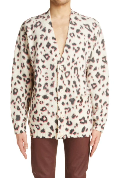 Dries Van Noten Naffs Leopard Print Merino Wool & Cashmere Blend Cardigan In Multi
