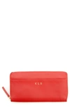 Royce New York Personalized Continental Rfid Leather Zip Wallet In Red - Deboss