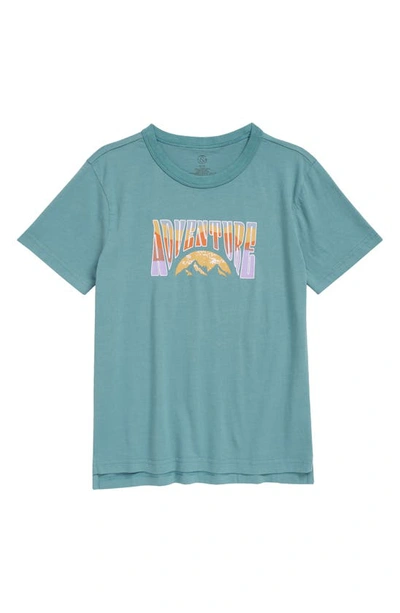 Treasure & Bond Kids' Relaxed Fit Graphic Tee In Teal Arctic Gradient Adventure